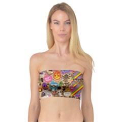 Multicolored Doodle Art Wallpaper Bandeau Top