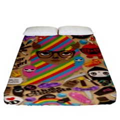 Multicolored Doodle Art Wallpaper Fitted Sheet (king Size)