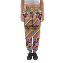 Multicolored Doodle Art Wallpaper Women s Jogger Sweatpants