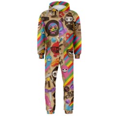 Multicolored Doodle Art Wallpaper Hooded Jumpsuit (men)