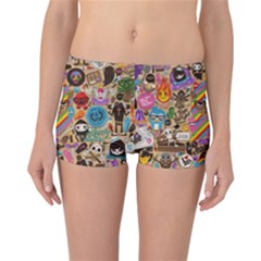 Multicolored Doodle Art Wallpaper Reversible Boyleg Bikini Bottoms