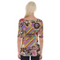 Multicolored Doodle Art Wallpaper Wide Neckline Tee View2