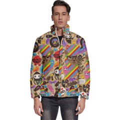 Multicolored Doodle Art Wallpaper Men s Puffer Bubble Jacket Coat by Jancukart