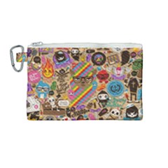 Multicolored Doodle Art Wallpaper Canvas Cosmetic Bag (medium)