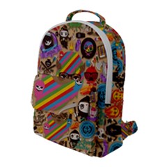 Multicolored Doodle Art Wallpaper Flap Pocket Backpack (large)