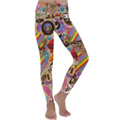 Multicolored Doodle Art Wallpaper Kids  Lightweight Velour Classic Yoga Leggings