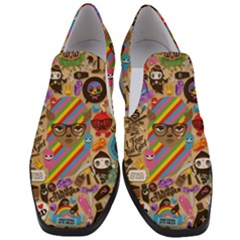 Multicolored Doodle Art Wallpaper Women Slip On Heel Loafers