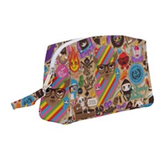 Multicolored Doodle Art Wallpaper Wristlet Pouch Bag (medium) by Jancukart