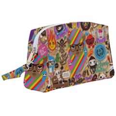 Multicolored Doodle Art Wallpaper Wristlet Pouch Bag (large)