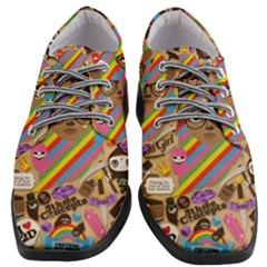 Multicolored Doodle Art Wallpaper Women Heeled Oxford Shoes