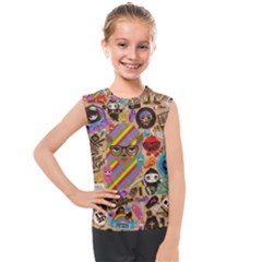 Multicolored Doodle Art Wallpaper Kids  Mesh Tank Top