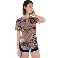 Multicolored Doodle Art Wallpaper Perpetual Short Sleeve T-shirt