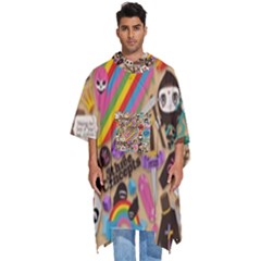 Multicolored Doodle Art Wallpaper Men s Hooded Rain Ponchos by Jancukart