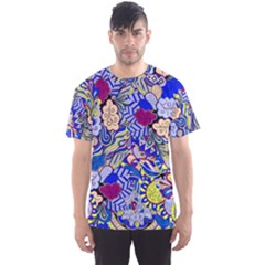 Blue Yellow Background Pattern Vector Texture Paisley Men s Sport Mesh Tee