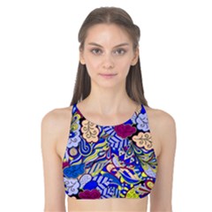 Blue Yellow Background Pattern Vector Texture Paisley Tank Bikini Top