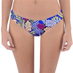 Blue Yellow Background Pattern Vector Texture Paisley Reversible Hipster Bikini Bottoms by Jancukart