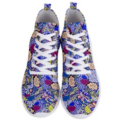 Blue Yellow Background Pattern Vector Texture Paisley Men s Lightweight High Top Sneakers