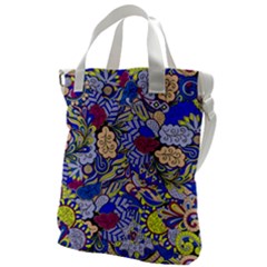 Blue Yellow Background Pattern Vector Texture Paisley Canvas Messenger Bag