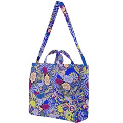 Blue Yellow Background Pattern Vector Texture Paisley Square Shoulder Tote Bag