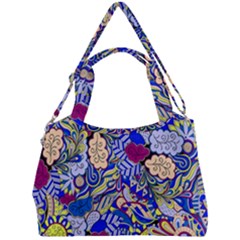 Blue Yellow Background Pattern Vector Texture Paisley Double Compartment Shoulder Bag