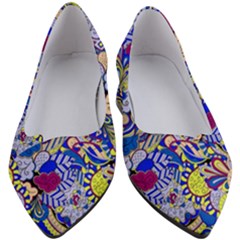 Blue Yellow Background Pattern Vector Texture Paisley Women s Block Heels 