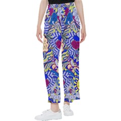 Blue Yellow Background Pattern Vector Texture Paisley Women s Pants 