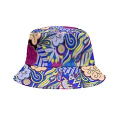 Blue Yellow Background Pattern Vector Texture Paisley Bucket Hat by Jancukart