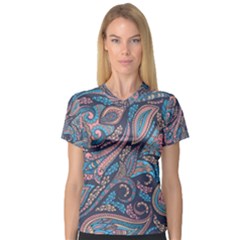 Background Ornament Paisley V-neck Sport Mesh Tee