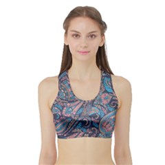 Background Ornament Paisley Sports Bra With Border