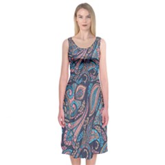 Background Ornament Paisley Midi Sleeveless Dress