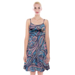 Background Ornament Paisley Spaghetti Strap Velvet Dress