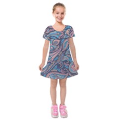 Background Ornament Paisley Kids  Short Sleeve Velvet Dress