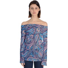 Background Ornament Paisley Off Shoulder Long Sleeve Top