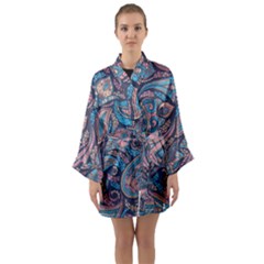 Background Ornament Paisley Long Sleeve Satin Kimono