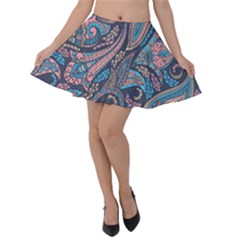 Background Ornament Paisley Velvet Skater Skirt