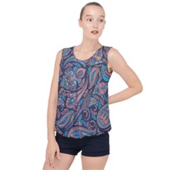 Background Ornament Paisley Bubble Hem Chiffon Tank Top