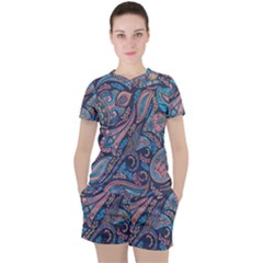 Background Ornament Paisley Women s Tee And Shorts Set