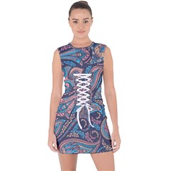 Background Ornament Paisley Lace Up Front Bodycon Dress