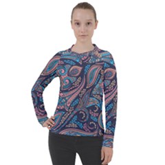 Background Ornament Paisley Women s Pique Long Sleeve Tee