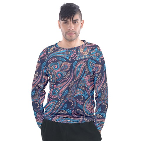 Background Ornament Paisley Men s Long Sleeve Raglan Tee by Jancukart