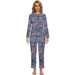 Background Ornament Paisley Womens  Long Sleeve Lightweight Pajamas Set