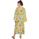 Nature Doodle Art Trees Birds Owl Children Pattern Multi Colored Maxi Kimono View2