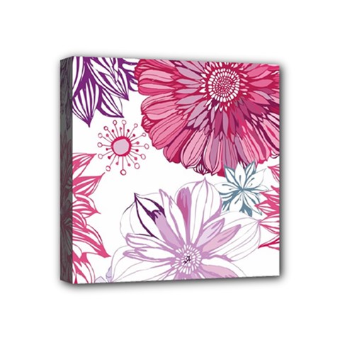 Red And Pink Flowers Vector Art Asters Patterns Backgrounds Mini Canvas 4  X 4  (stretched)