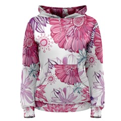 Red And Pink Flowers Vector Art Asters Patterns Backgrounds Women s Pullover Hoodie