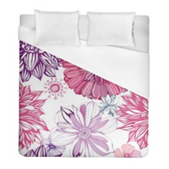 Red And Pink Flowers Vector Art Asters Patterns Backgrounds Duvet Cover (full/ Double Size)