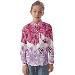 Red And Pink Flowers Vector Art Asters Patterns Backgrounds Kids  Long Sleeve Shirt