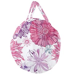 Red And Pink Flowers Vector Art Asters Patterns Backgrounds Giant Round Zipper Tote