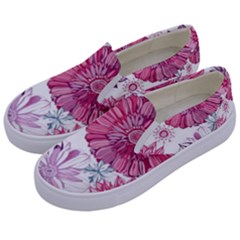 Red And Pink Flowers Vector Art Asters Patterns Backgrounds Kids  Canvas Slip Ons