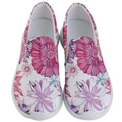 Red And Pink Flowers Vector Art Asters Patterns Backgrounds Men s Lightweight Slip Ons by Jancukart