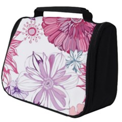 Red And Pink Flowers Vector Art Asters Patterns Backgrounds Full Print Travel Pouch (big)